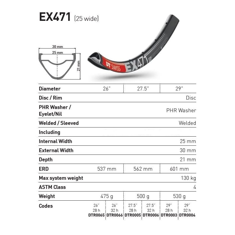 DT Swiss EX471 25MM 27.5 Inch Rim