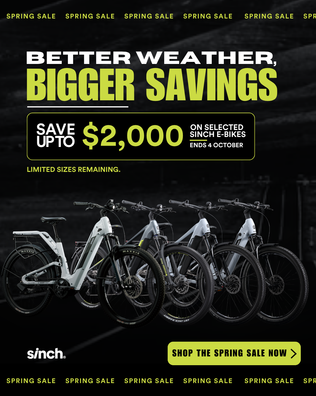 Ride into spring with BIG SAVINGS on Sinch E-Bikes