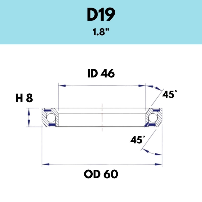 Black Bearing - 45X45 1.5 - 60OD X 46ID X 8H - D19