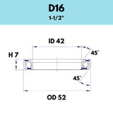 Black Bearing - 45X45 1.5 - 52OD X 42ID X 7H - D16