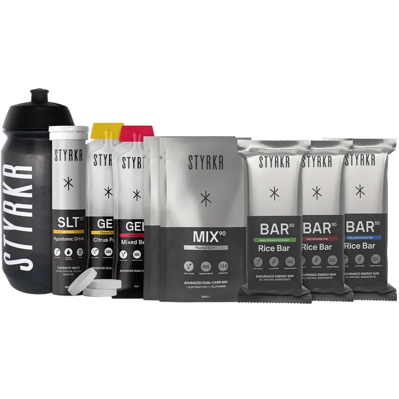 Strykr Styrkr Training Kit 2/7 - Contains 1X 500ML Bottle 2X MIX90 2X GEL50 3X BAR50 & 1X SLT07