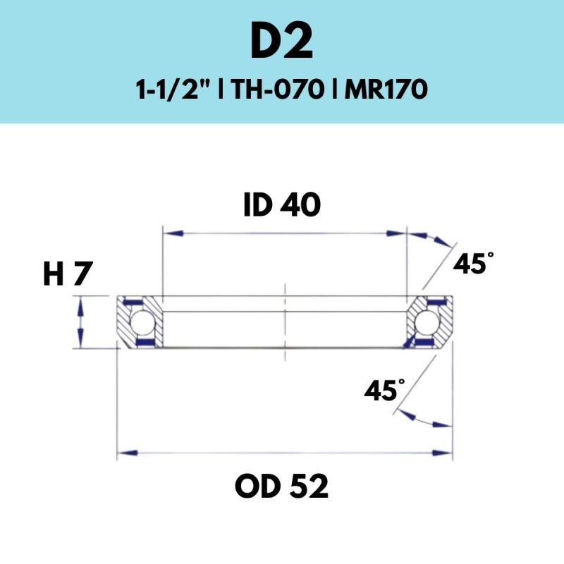 Black Bearing - 45X45 1.5 - 52OD X 40ID X 7H - 070 - D2