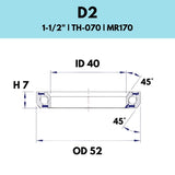 Black Bearing - 45X45 1.5 - 52OD X 40ID X 7H - 070 - D2