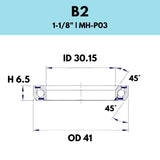Black Bearing - 45X45 11/8 - 41OD X 30.15ID X 6.5H - B2